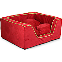 Snoozer Luxury Square Bed in Red with Camel Cording