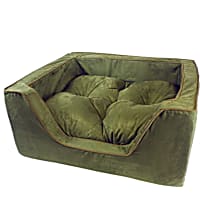 Snoozer Luxury Square Bed in Olive with Coffee Cording