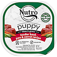 Nutro High Protein Grain Free Natural Bites In Gravy Tender Beef, Pea & Carrot Recipe Wet Puppy Food