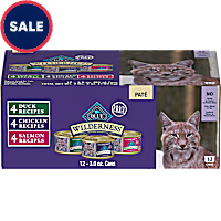 Blue Buffalo Wilderness Natural Adult Chicken, Salmon, Duck Pate Variety Pack Wet Cat Food