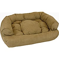 Snoozer Luxury Micro Suede Overstuffed Pet Sofa in Camel