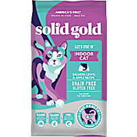 Solid Gold Let's Stay In Indoor Cat Salmon, Lentil & Apple Recipe for Adult Cats; Grain Free Dry Food with Superfoods