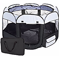 Pet Life All Terrain Lightweight Easy Folding Wire Framed Collapsible Travel Pet Playpen Black And White