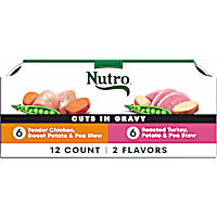 Nutro Grain Free Variety Pack Tender Chicken, Sweet Potato, Pea Stew & Roasted Turkey Wet Dog Food