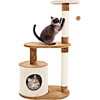 PETMAKER 3 Level Cat Tree Condo with Scratching Posts in Brown