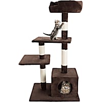 PETMAKER 4 Level Plush Cat Tower with Sisal Scratching Posts, Perch Platforms, and Penthouse Condo