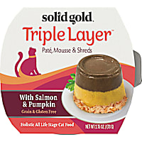 Solid Gold Triple Layer Wet Cat Food with Salmon & Pumpkin; Pate, Mousse and Shreds
