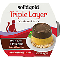 Solid Gold Triple Layer Wet Cat Food with Beef & Pumpkin; Pate, Mousse and Shreds