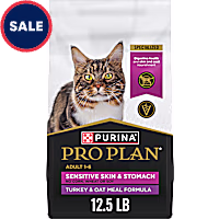 Purina Pro Plan with Probiotics Natural Sensitive Skin & Stomach, Turkey & Oat Meal Dry Cat Food