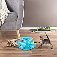 PETMAKER Interactive 3 Level Tiered Triangle Track with Rolling Balls for Cats