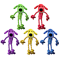 Multipet Loofa Rope Body Assorted Colors Dog Toy