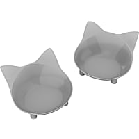 PETMAKER Gray Nonslip Rubber Bottom Cat-Shaped Bowls