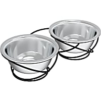 PETMAKER Gray Elevated Stainless Steel Nonslip Rubber Bottom Feeding Station for Pets