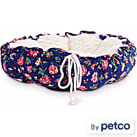 EveryYay Snooze Fest Navy Floral Printed Round Cat Bed