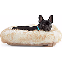 Reddy Brown Faux-Fur Box Dog Bed