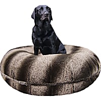 Bessie and Barnie Signature Frosted Glacier Luxury Extra Plush Faux Fur Bagel Dog Bed