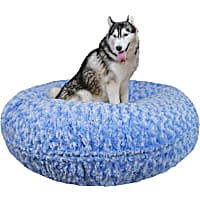 Bessie and Barnie Signature Blue Sky Luxury Extra Plush Faux Fur Bagel Dog Bed