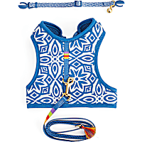 YOULY The Bohemian Blue Mosaic Cat Collar, Leash & Harness Set