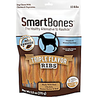SmartBones Triple Flavor Ribs Made with Real Chicken, Peanut Butter & Beef No-Rawhide Dog Chews
