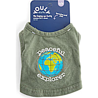 YOULY Happy-Go-Lucky Olive Peaceful Explorer Embroidered Small Animal T-Shirt