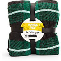 EveryYay Essentials Let's Snuggle Green Plaid Pet Throw