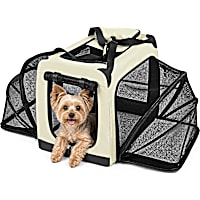 Pet Life Kaki 'Hounda Accordion' Metal Framed Soft-Folding Collapsible Expandable Dog Crate