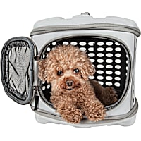 Pet Life Grey Circular Shelled Perforate Collapsible Military Grade Transporter Pet Carrier