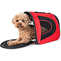 Pet Life Red Airline Approved Folding Zippered Sporty Mesh Pet Carrier