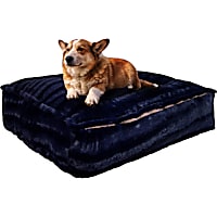 Bessie and Barnie Midnight Blue Ultra Plush Faux Fur Luxury Shag Durable Sicilian Rectangle Pet Bed