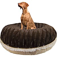 Bessie and Barnie Signature Blonide/Godiva Brown Luxury Extra Plush Faux Fur Bagel Pet Bed