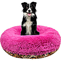 Bessie and Barnie Signature Chepard/Lollipop Luxury Extra Plush Faux Fur Bagel Pet Bed