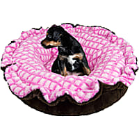 Bessie and Barnie Ultra Plush Godiva Brown/Pink it Fence Deluxe Shag Pet Lily Pod Bed