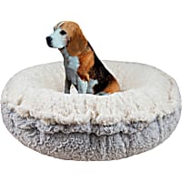Bessie and Barnie Serenity Grey/Serenity Ivory Luxury Shag Ultra Plush Faux Fur Pet Bagelette Bed