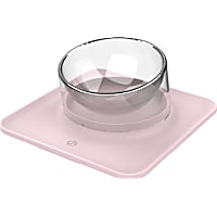 Pet Life Pink 'Surface' Anti-Skid and Anti-Spill Curved and Clear Removable Pet Bowl