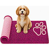 Pet Life Pink 'Fuzzy' Quick-Drying Anti-Skid and Machine Washable Dog Mat