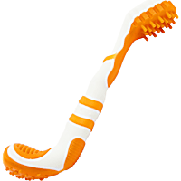Pet Life Orange 'Denta-Brush' TPR Durable Tooth Brush and Dog Toy