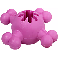 Pet Life Pink 'Quadra-Bone' TPR Treat Dispensing Durable Dog Toy
