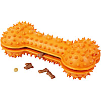 Pet Life Orange 'Denta-Bone' TPR Treat Dispensing and Dental Cleaning Durable Dog Toy