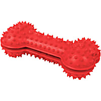 Pet Life Red 'Denta-Bone' TPR Treat Dispensing and Dental Cleaning Durable Dog Toy