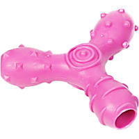 Pet Life Pink 'Tri-Chew' Treat Dispensing and Chewing Interactive TPR Dog Toy