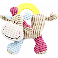Pet Life Brown 'Moo-cifier' Plush Squeaking and Rubber Teething Newborn Puppy Dog Toy