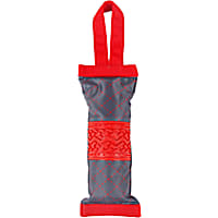 Pet Life Red/Grey 'Quash' Water Bottle Inserting Nylon and Rubber Crackling Dog Toy