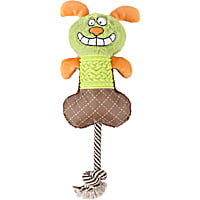 Pet Life Green 'All-in-Fun' Nylon and Rope Squeaking Rubber Rope and Plush Dog Toy