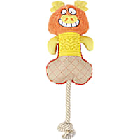 Pet Life Orange/Yellow 'All-in-Fun' Nylon and Rope Squeaking Rubber Rope and Plush Dog Toy