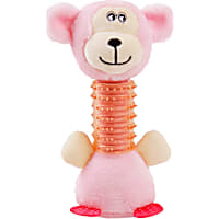 Pet Life Pink Totty-Chew' Plush and Rubber Squeaking Newborn Teething Cat and Dog Toy