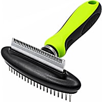 Pet Life Flex Series Green 2-in-1 Dual-Sided Grooming Undercoat Pet Rake and Deshedder