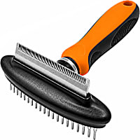 Pet Life Flex Series Orange 2-in-1 Dual-Sided Grooming Undercoat Pet Rake and Deshedder