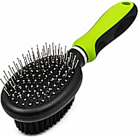 Pet Life Flex Series Green 2-in-1 Dual-Sided Pin and Bristle Grooming Pet Brush