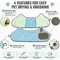 Pet Life 'Bryer' Blue 2-in-1 Hand-Inserted Microfiber Pet Grooming Towel and Brush