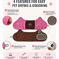 Pet Life 'Bryer' Pink 2-in-1 Hand-Inserted Microfiber Pet Grooming Towel and Brush